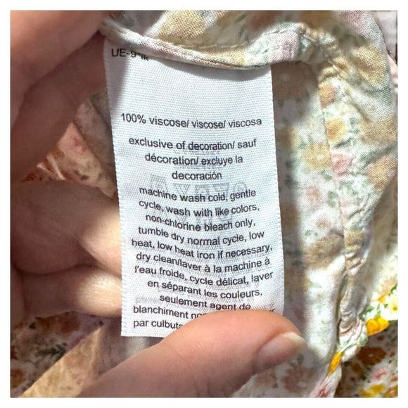 Tommy Hilfiger Orange Button-Up Top Viscose size large 3/4 Sleeve Floral V Neck - Picture 2 of 4